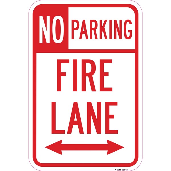 Signmission No Parking Fire Lane With Double Arrow 1, Heavy-Gauge Aluminum, 12" x 18", A-1218-25042 A-1218-25042 - main